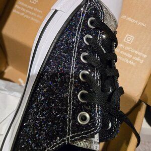 Black custom-made Converse shoes